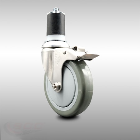 Service Caster 5 Inch 316SS Gray Poly Swivel 1-7/8 Inch Expanding Stem Caster Lock Brake SCC SCC-SS316TTLEX20S514-PPUB-178